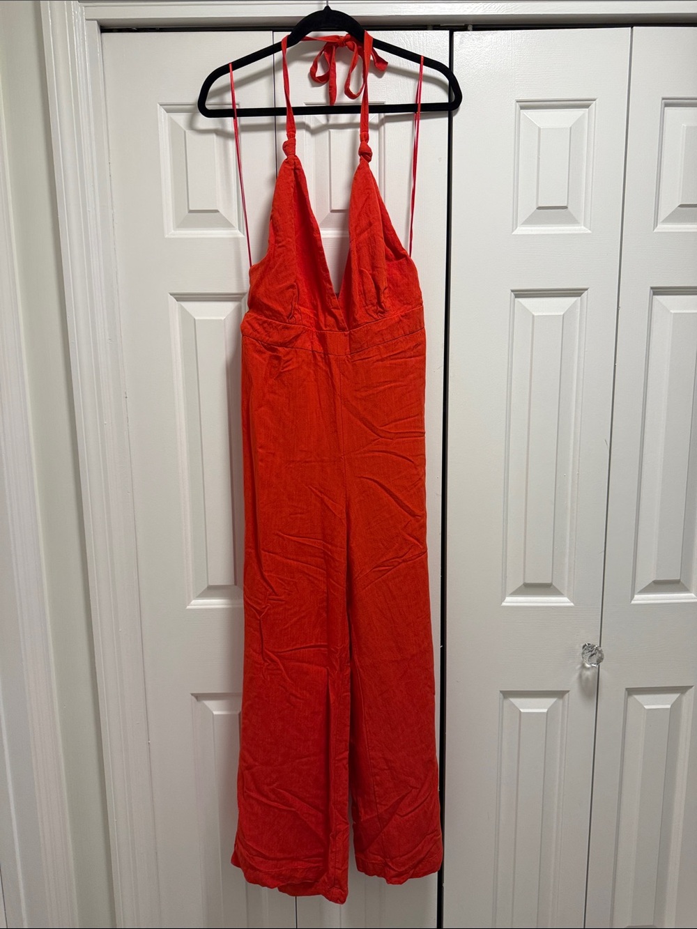 Tangerine linen halter Wide-Leg Jumpsuit by ADL Turkiye